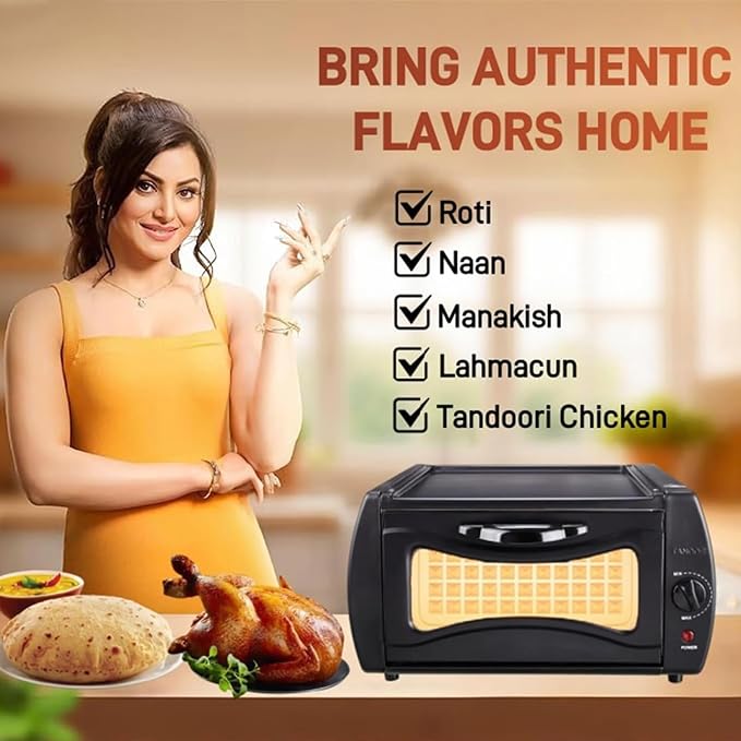 This is a 15L 2100W countertop electric tandoor oven designed for baking flatbreads like roti, naan, and chapati, as well as making pizza and grilling.