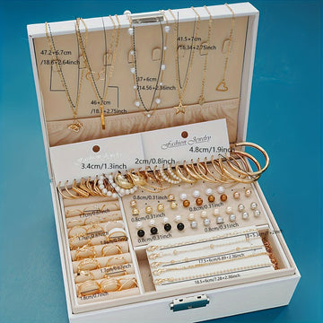 86-Piece Fashion Jewelry Set for Women – Elegant Necklace, Earrings, Rings & Studs Collection
